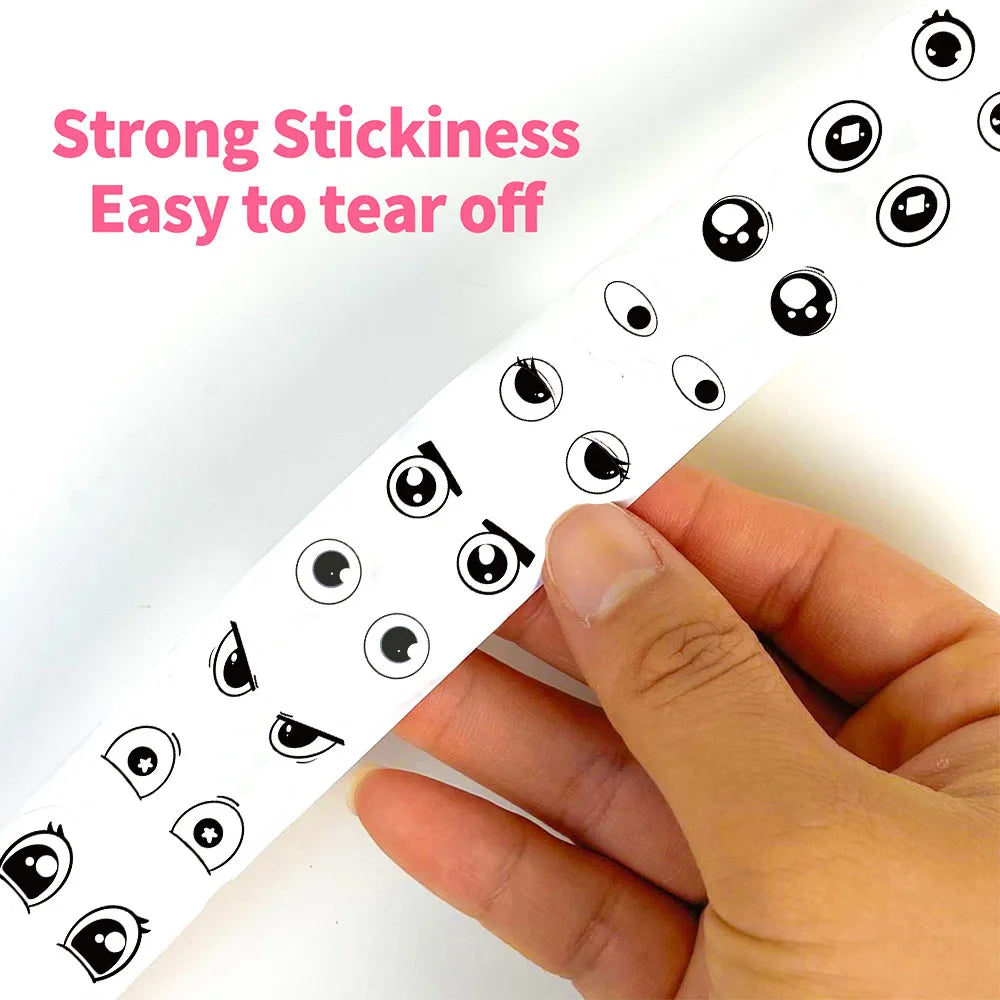 500Pcs/roll Kawaii Small Expression Eyes Cartoon Stickers Cute Gaze Phone Cafe Aesthetic Streetwear Graffiti Bicycle Sticker