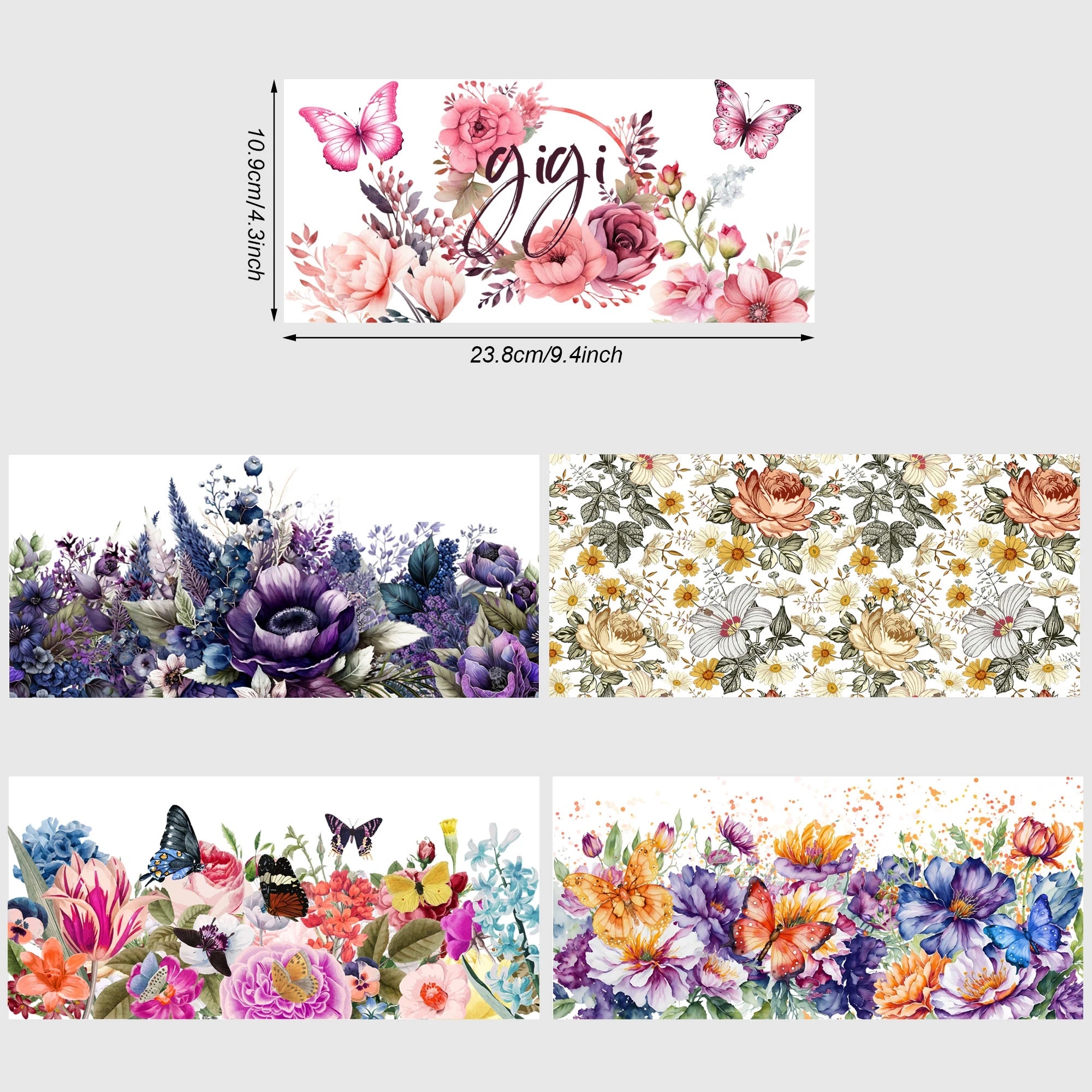 5 Sheets Plant UV DTF Cup Stickers, DTF Friction Transfer Stickers, Waterproof Transfer Stickers for 16 Ounces Glass Cups, DIY
