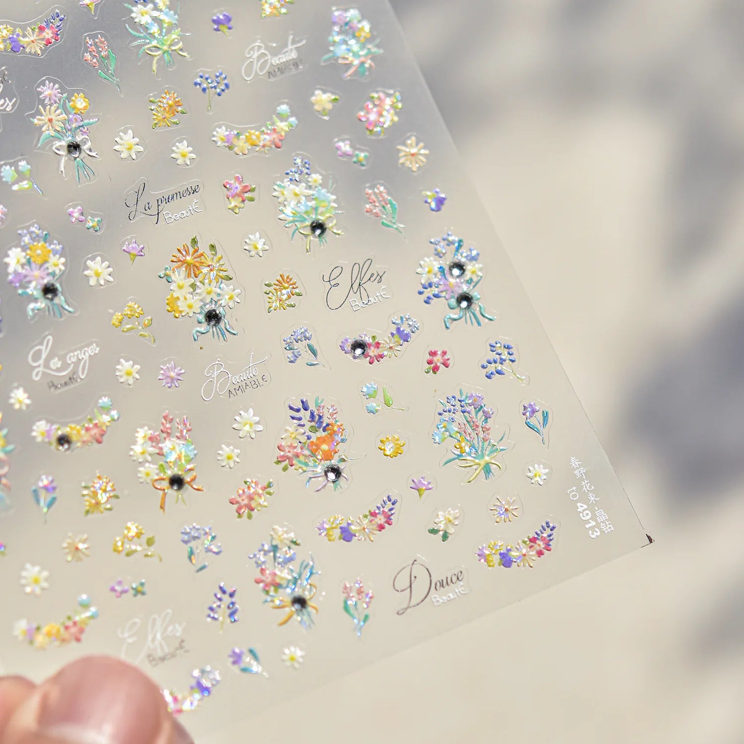 Gold Leaf White Flower Bouquet Floral Petal Tulip Bloom Charming Retro Metal Self Adhesive 5D Nail Art Sticker Manicure Decals