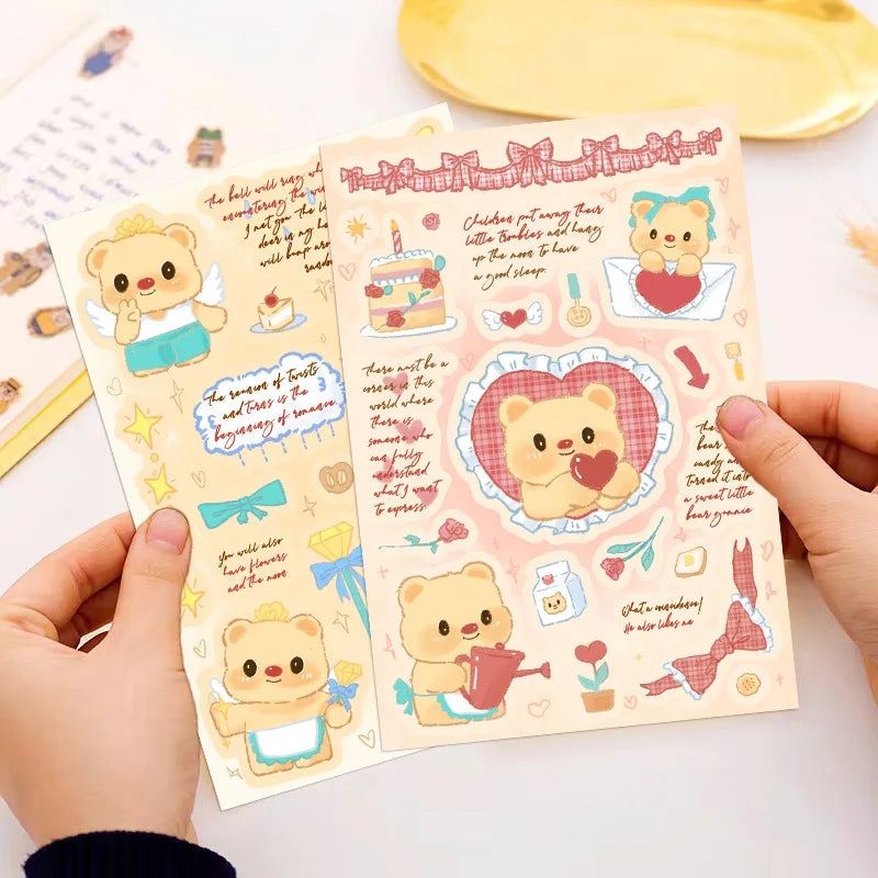 8PCS Butter Bear Cute and Fun Graffiti Stickers Toy DIY Manual Luggage Motorcycle Laptop Luggage Stickers
