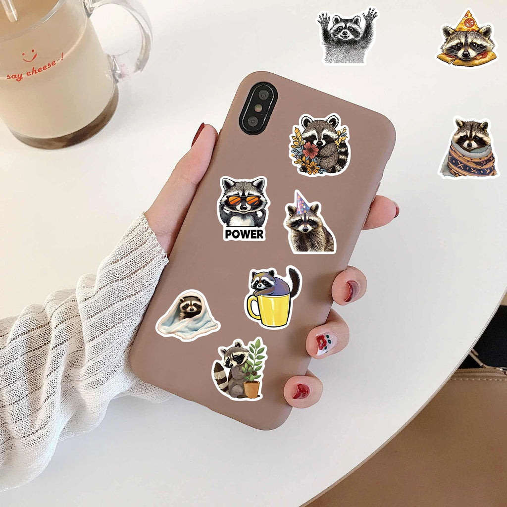 50PCS Cartoon Raccoon Sticker Nostalgia Home Decorated PVC Skateboard Coffee Art Picture Classic Waterproof  Bar Decal ﻿