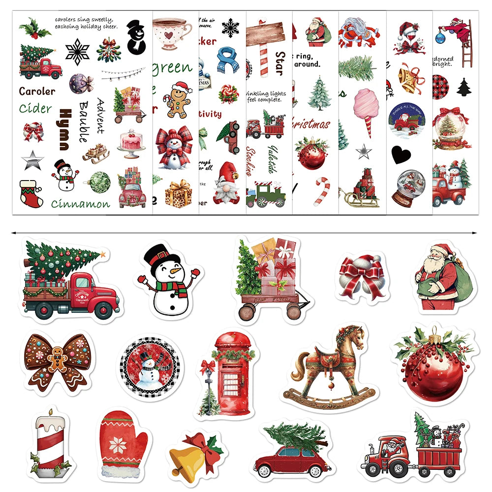 8PCS Cartoon Christmas Festival Gift Creative Decoration DIY Phone Case Luggage Tablet Party Toy Stickers