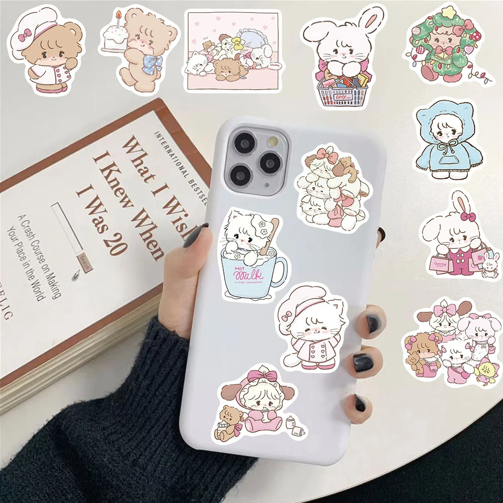 60/120PCS Kawaii Cat Sticker Aesthetic Laptop Luggage Scrapbooking Phone Case Lovely Decorative Gifts Stickers