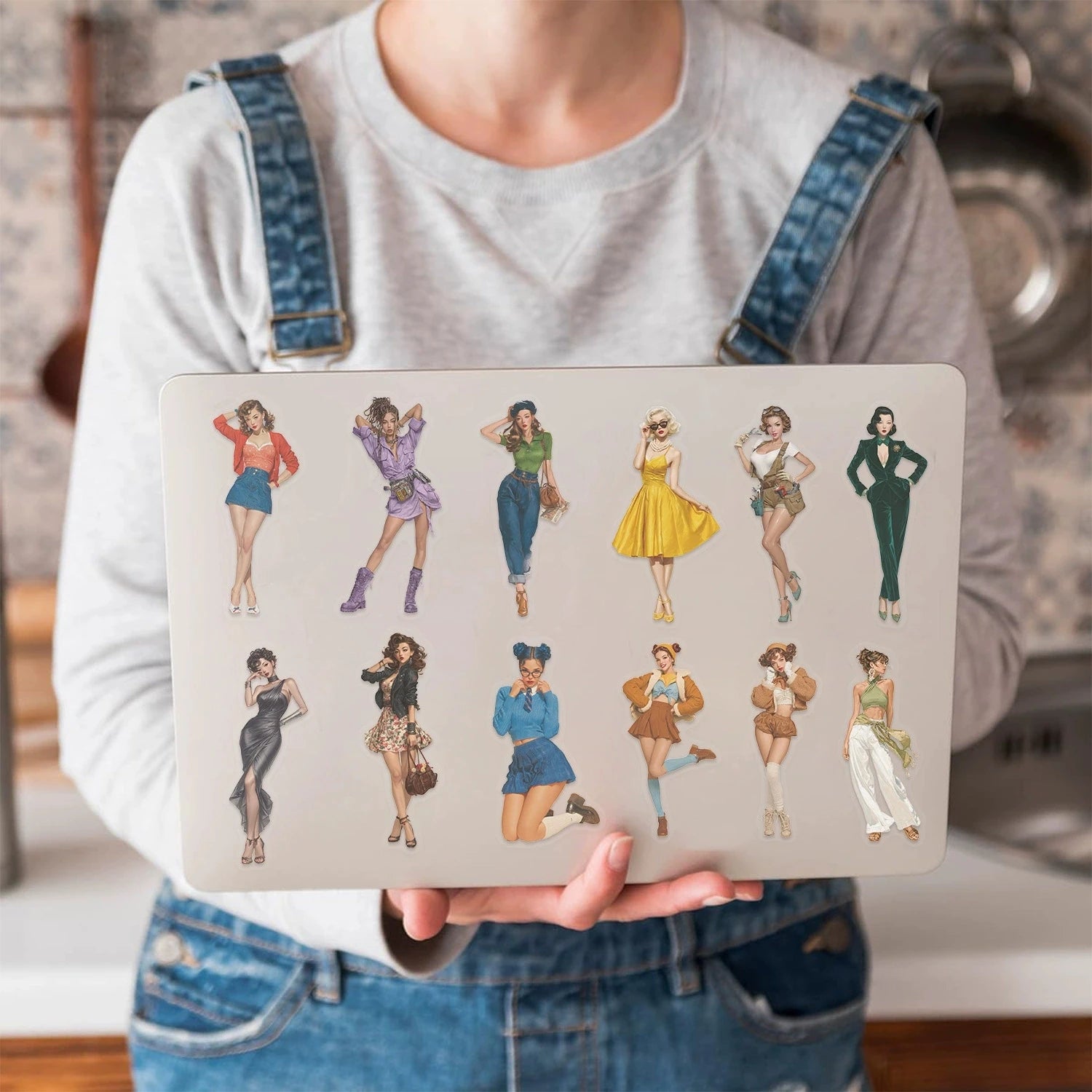 50/100PCS Cartoon Pop Girl Sticker Pack Waterproof Transparent PET Laptop Decorative Guitar Notebook Stationery Stickers