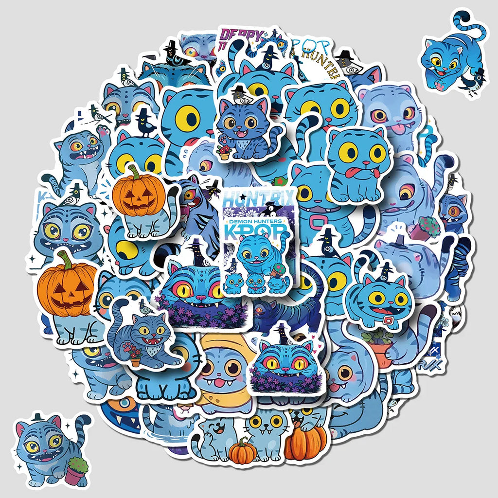 50/100 Pcs Cartoon Cat Funny Face Creative Stickers DIY Game for Storage Box Phone Laptop Stationery Box Cup Decals
