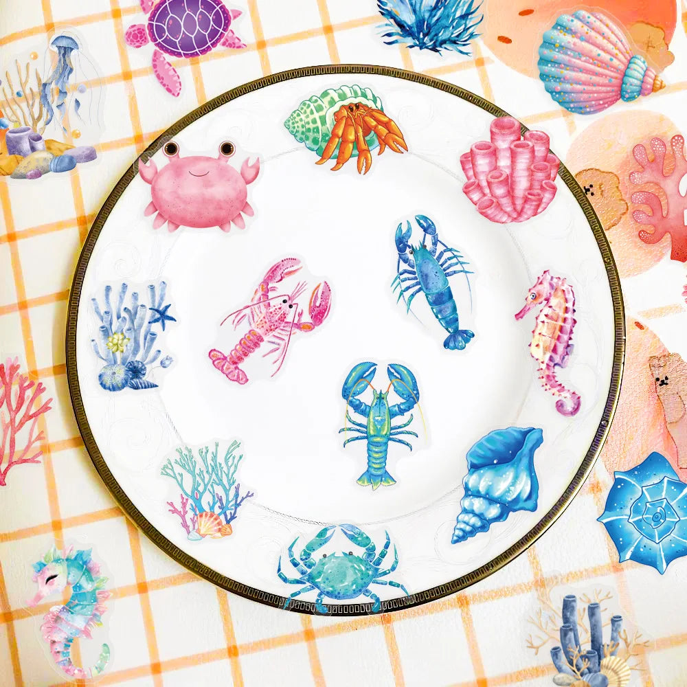 50-Pack Psychedelic Ocean Coral Shell Graffiti Stickers Waterproof Decorations for Phones Laptops Helmets Stationery Notebooks
