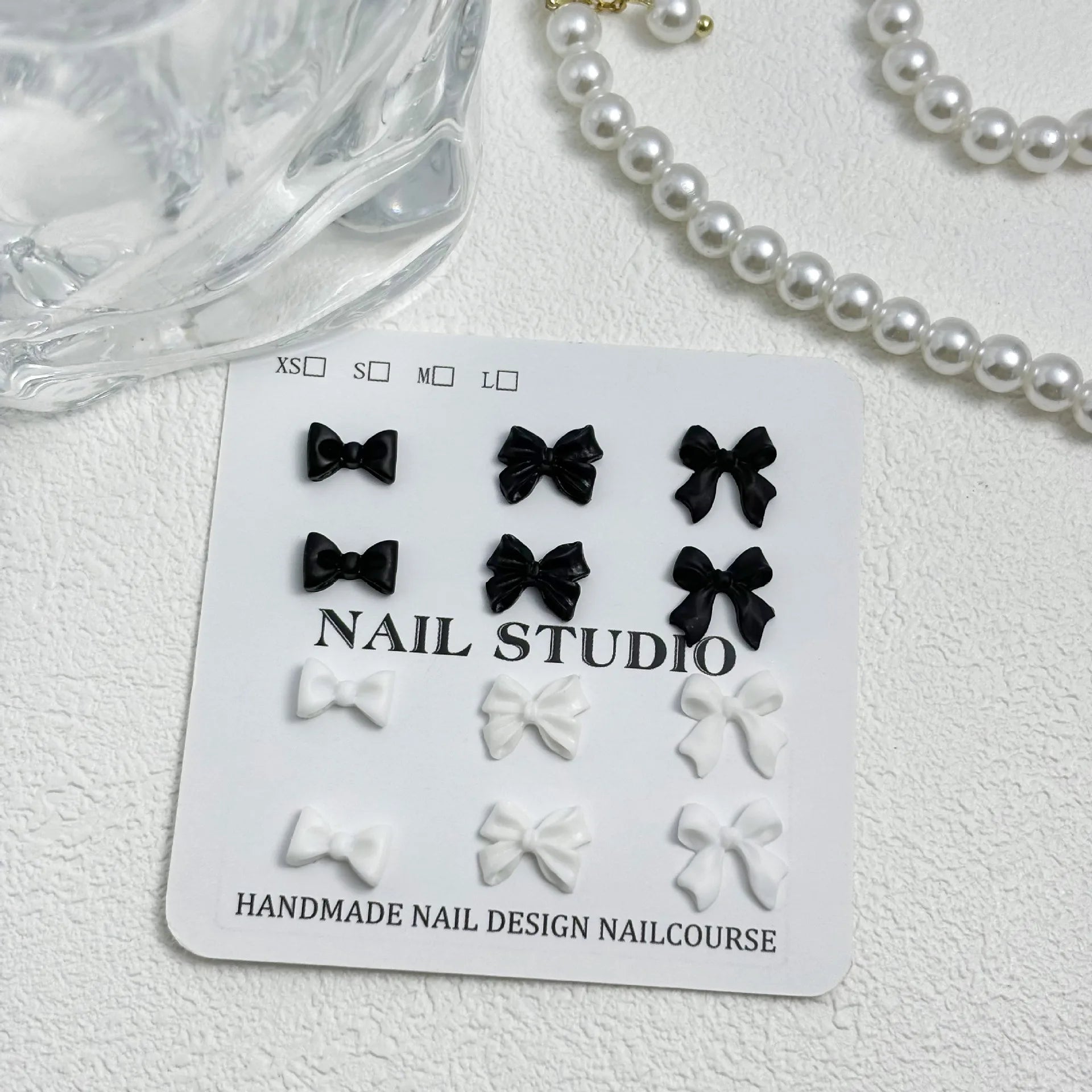 20pc Exqusitive Bows Nail Resin Charms Mini Bow Nail Art Accessories Bow Black White Rice White Bow Tie Nails Decoration Diamond