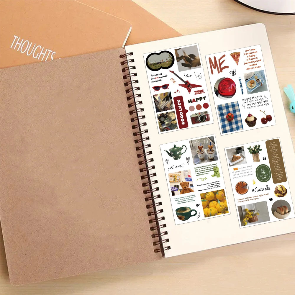 8PCS Minimalist Handbook Material Clip Art Graffiti Stickers Minimalist Style DIY Manual Drawing Luggage Laptop Luggage Stickers