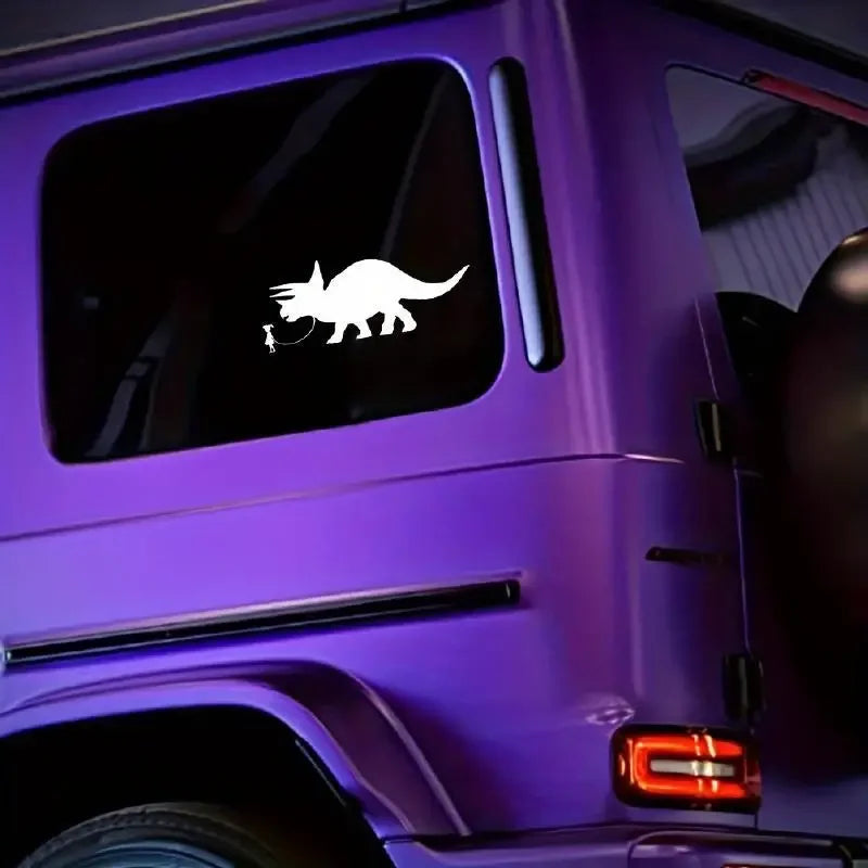 Little Pretty Holding A Triceratops Car Stickers For Laptop Water Bottle Car Truck Van SUV Motorcycle Vehicle Paint Window Wall