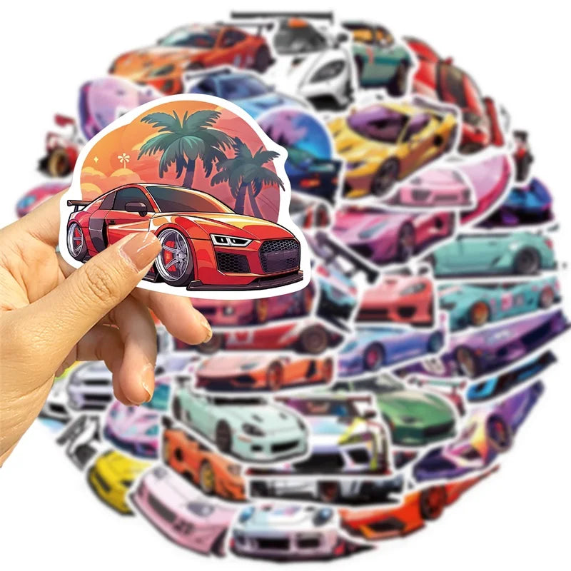 10/30/50PCS Fresh Racing PVC Sticker Aesthetic Colorful Decoration Scrapbooking DIY Korean Stationery School Supplies for Kids
