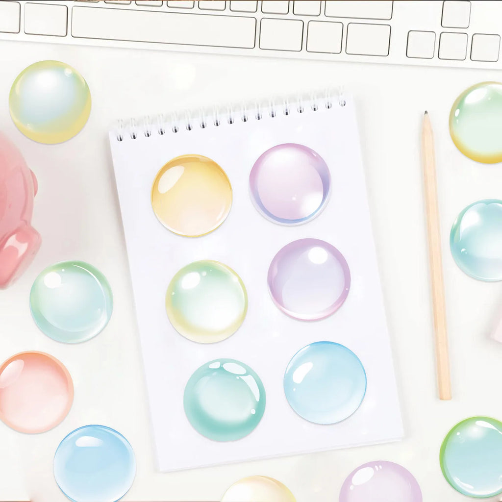 50/100PCS Cartoon Watercolor Bubble Sticker Pack Waterproof Transparent PET Booklet Decorative Guitar Notebook Birthday Party