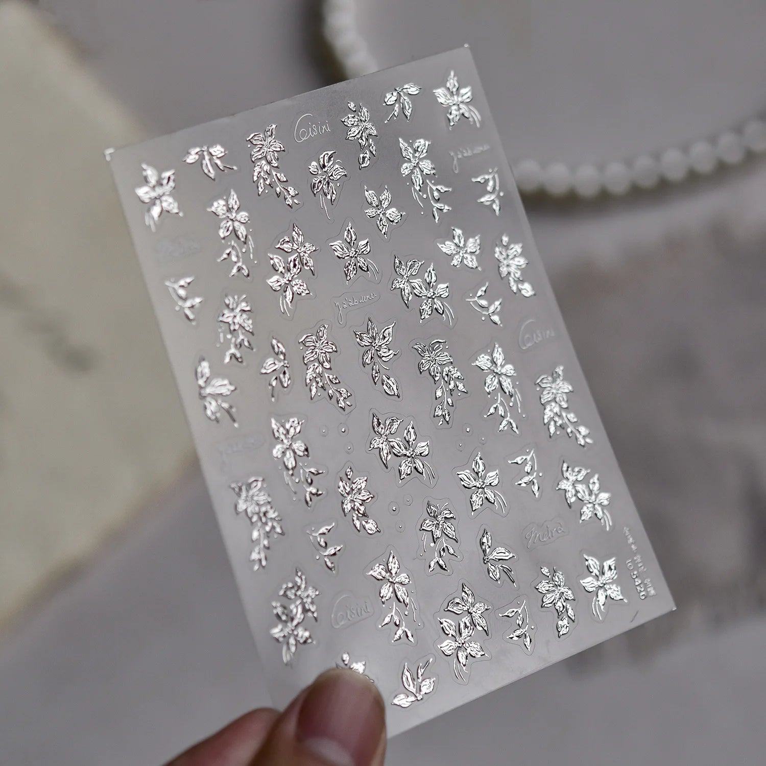 Luxury Metal Hand Painting Nail  Stickers Gold Silver Flowers Nail 3D Decorations Sticker DIY Adhesive Manicure Accessory Decals