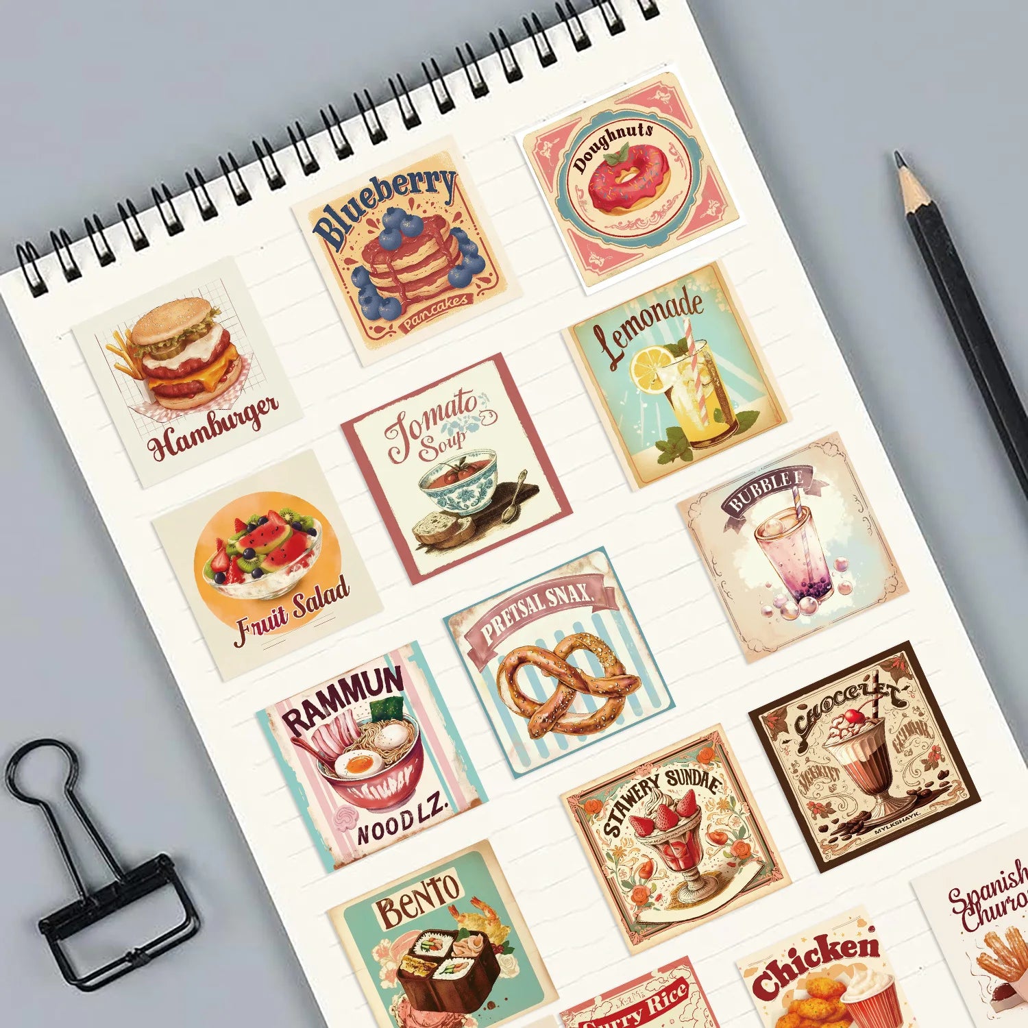50/100PCS Waterproof Cartoon Retro Delicious Food Graffiti Stickers DIY for Decoration Guitar Notebook Luggage