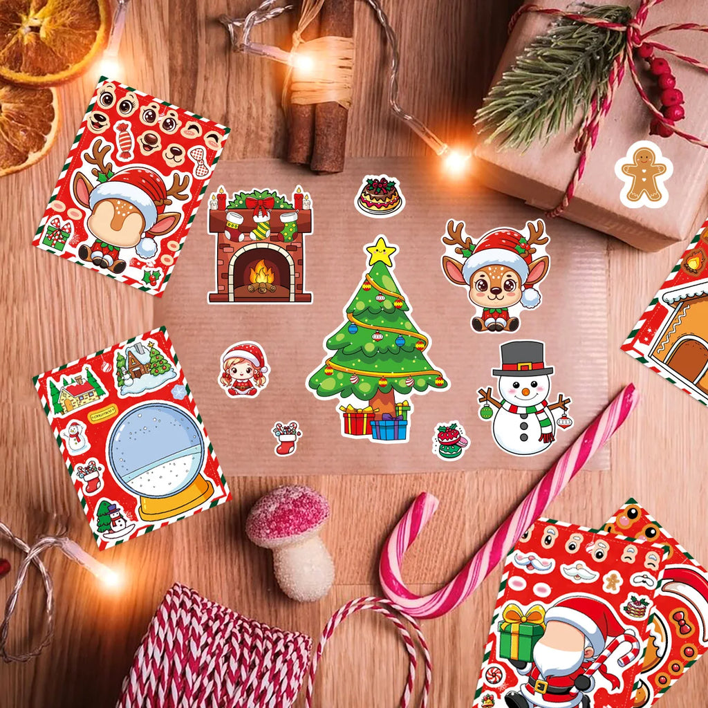 8/16PCS Christmas Puzzle Stickers DIY Stickers Gift Stickers Party Stickers Image Stickers Creative Stickers