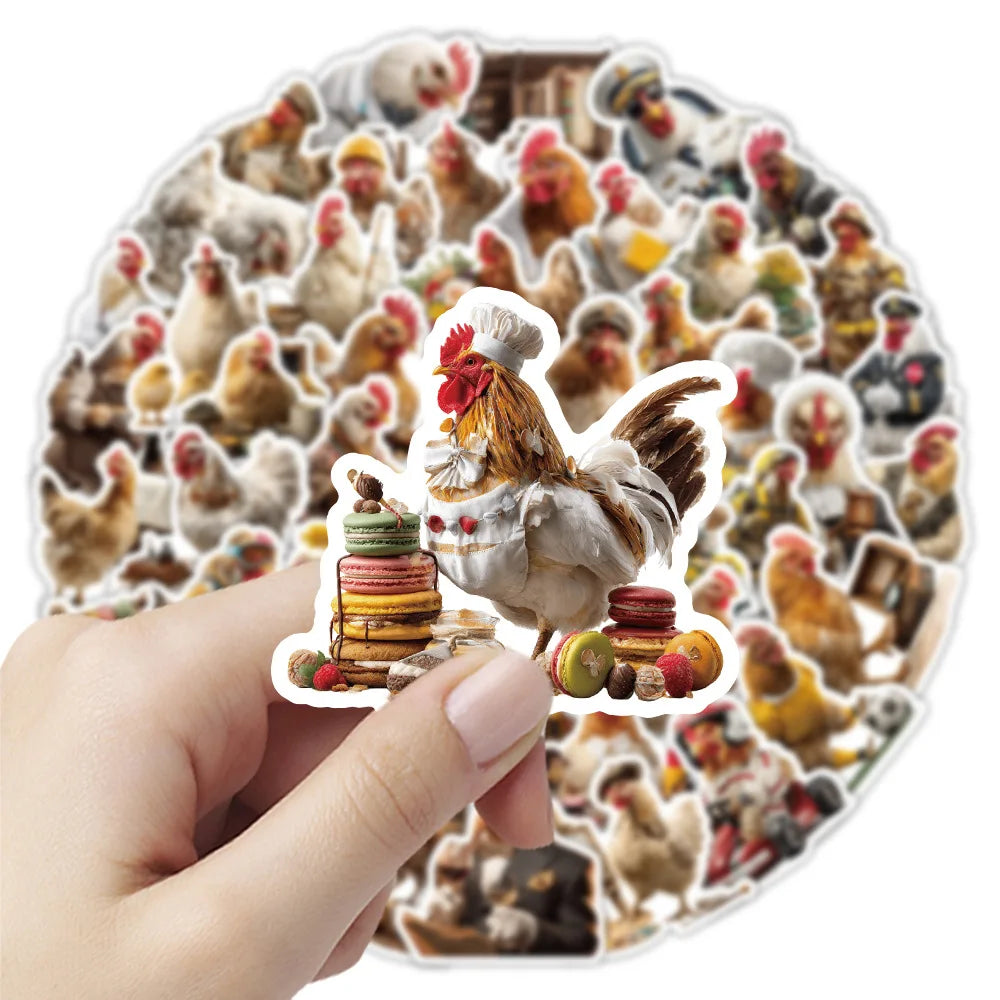 50/100 Pcs Unique HD Rooster Fun Stickers DIY Crafts for Room Furniture Skate Helmet Notebook Invitation Cooler Scrapbook Decals