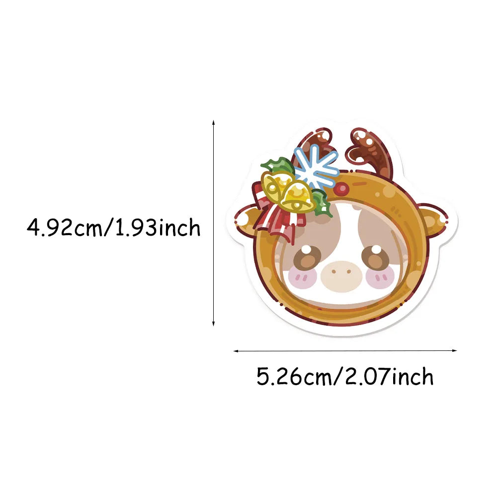50PCS Christmas Cute Shining Little Cow Sticker Manual Laptop Guitar Luggage Bicycle Skateboard Waterproof Sticker Toy