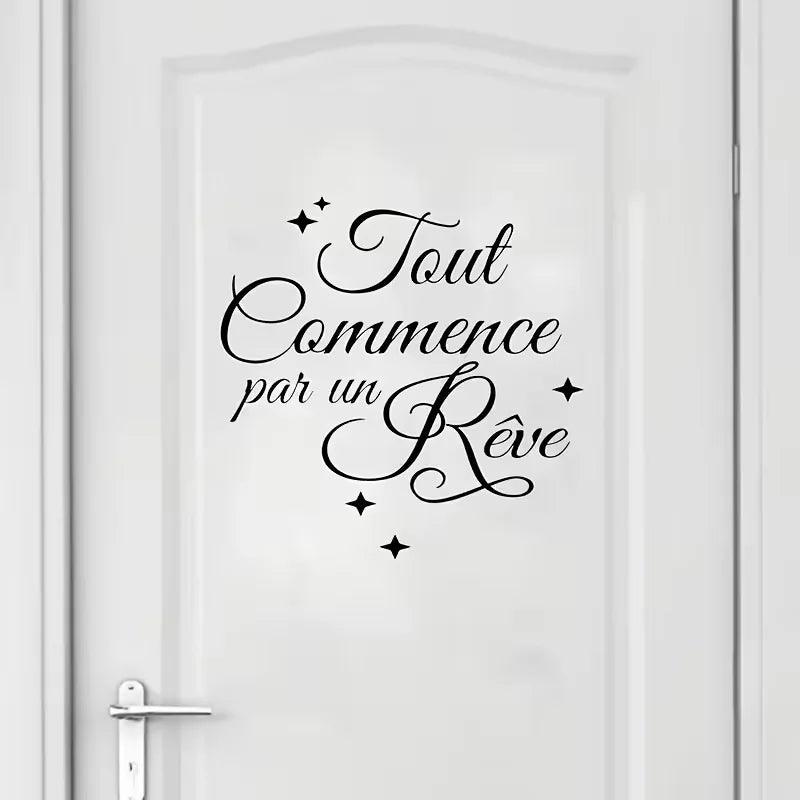 1pc Modern French Quote Wall Decal - Engraved Sticker, Self-Adhesive PVC, Semi-Glossy Finish, Multi-Surface Installation, Suitab