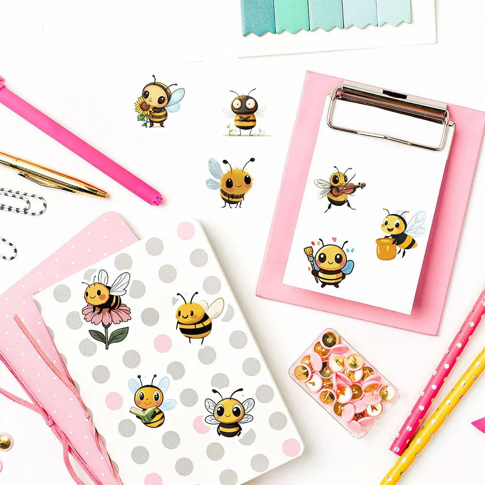 500PCS Cute Bee Roll Stickers Nostalgia Skateboard DIY Laptop Luggage Phone Scrapbooking Room Gift Modern Home Decoration ﻿