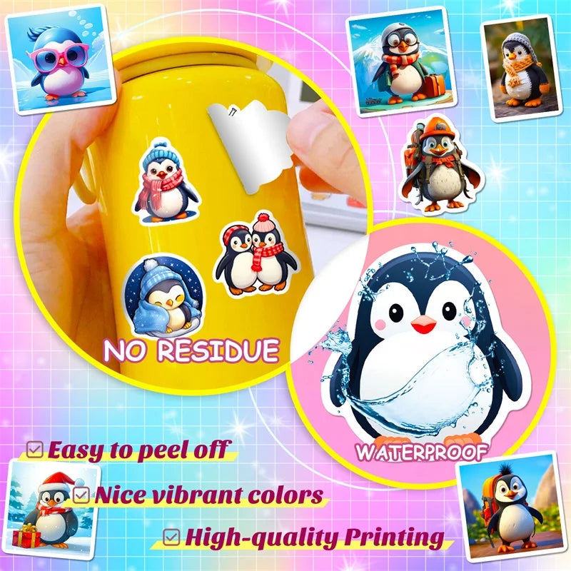 10/30/50PCS Cute Penguin PVC Sticker Aesthetic DIY Children's Decoration Scrapbooking Japan Stationery School Supplies for Kids