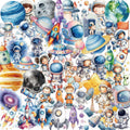 50/100Pcs Clear Cartoon Space Astronaut Waterproof Stickers DIY for Suitcase Phone Stationery Box Notebook Desk Cup Eco-Friendly