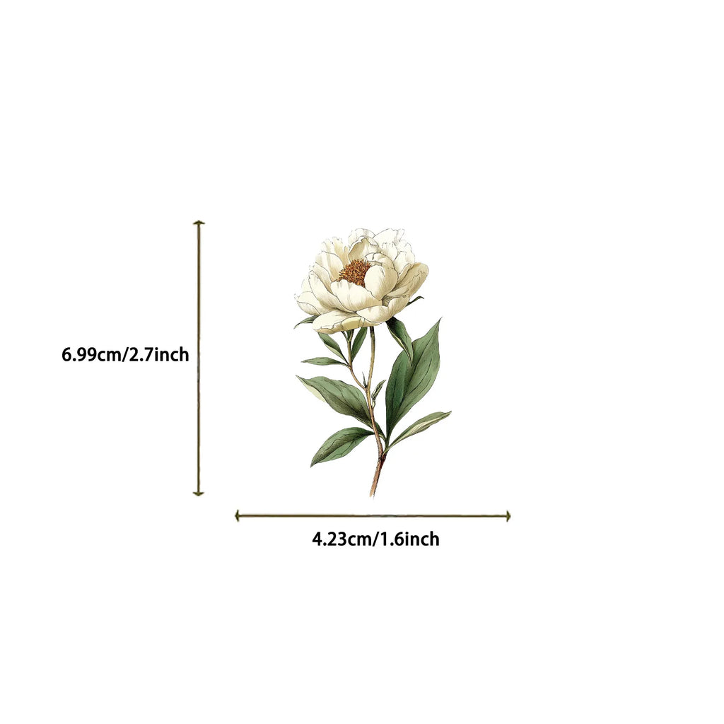 50/100PCS Transparent Retro Long Branch Flower Sticker Pack Waterproof Transparent PET Decorative Guitar Notebook Stickers
