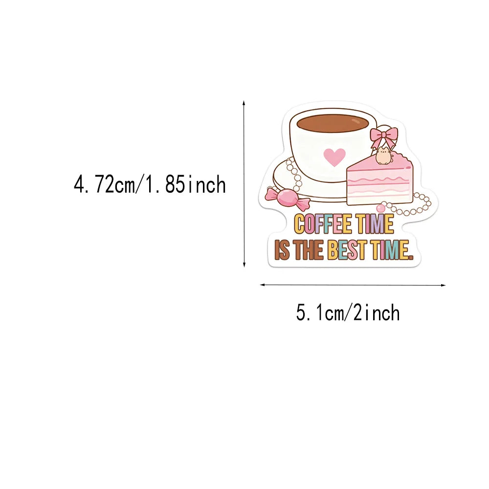 50PCS Funny Coffee Graffiti Stickers DIY Luggage Scooter Water Cup Computer Tablet Waterproof Stickers