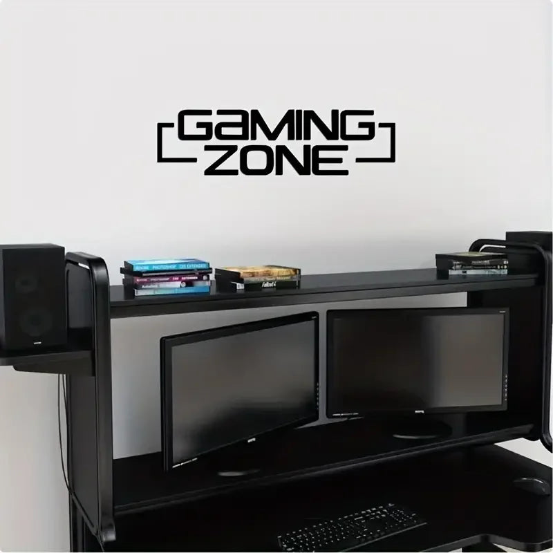 Gaming Zone Decor - Bold "GAMING ZONE" Text, Modern Gaming Room Decoration - Self-Adhesive Vinyl Stickers for Windows, Doors, Wa