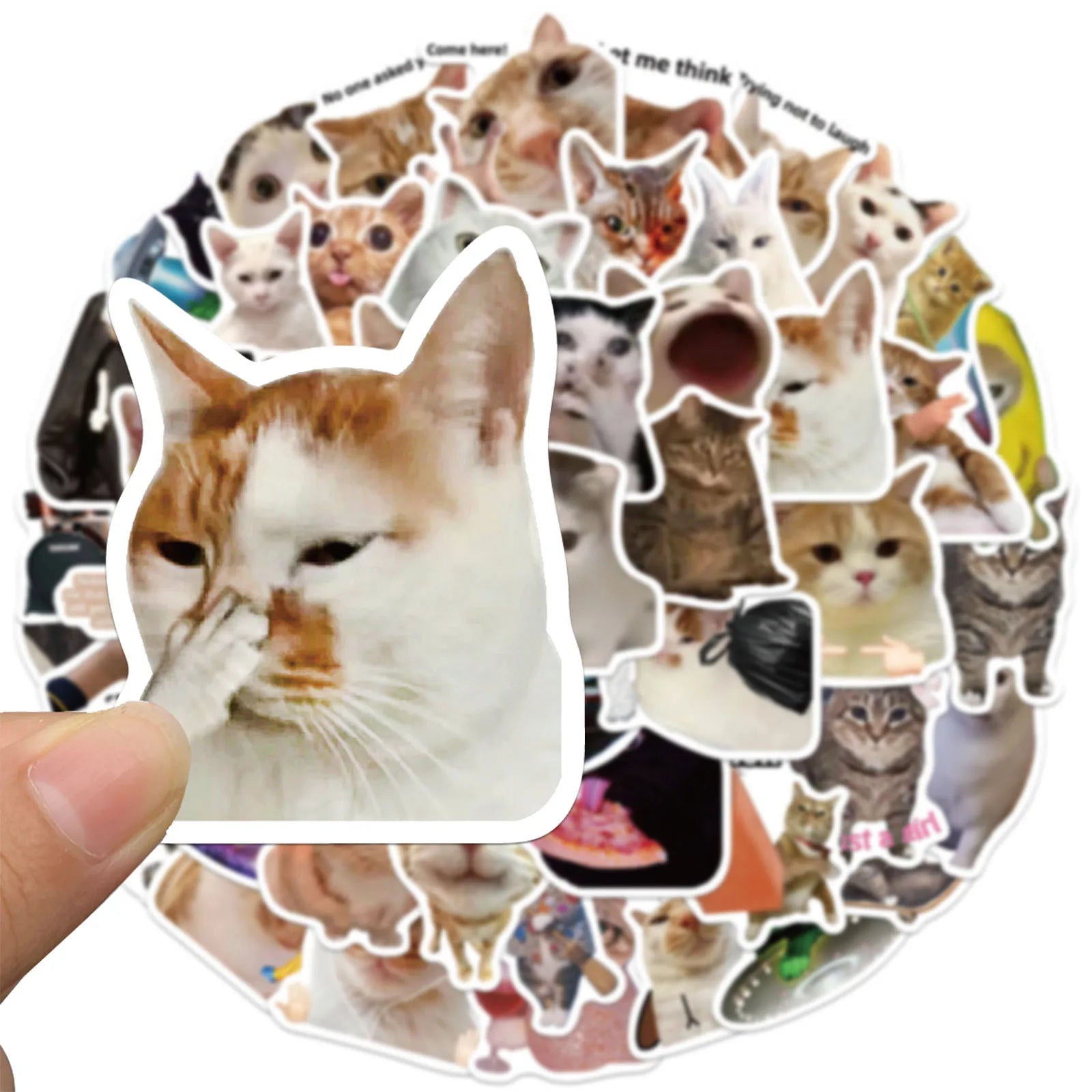50PCS Creative Network Popular Cat Meme Collection Hand Account DIY Graffiti Stickers Water Cup Skateboard Stickers Toys