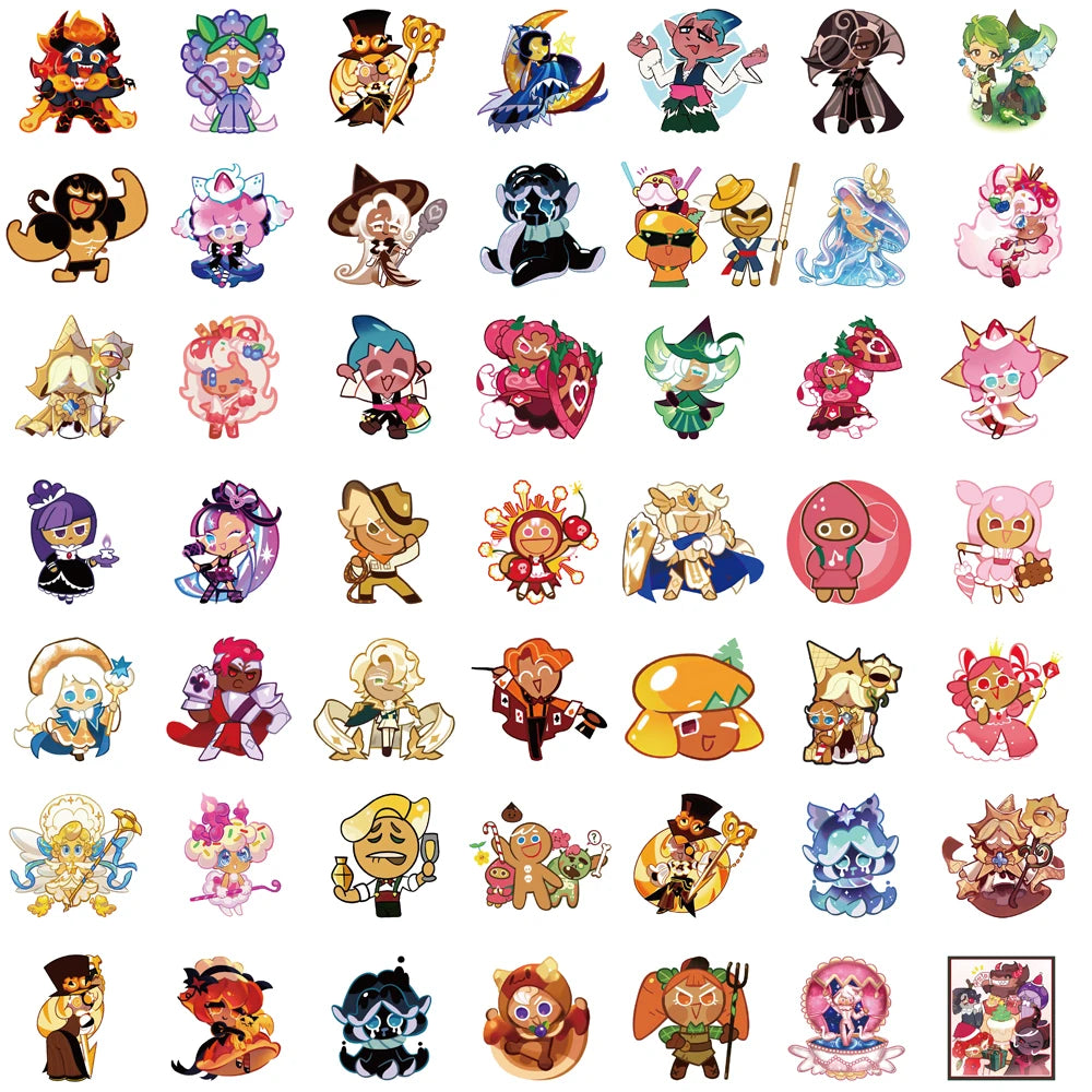 50PCS Cookie Run Kingdom Stickers Notebook Laptop Cartoon Phone Waterproof Aesthetic Phone Skateboard Cafe Decals Sticker