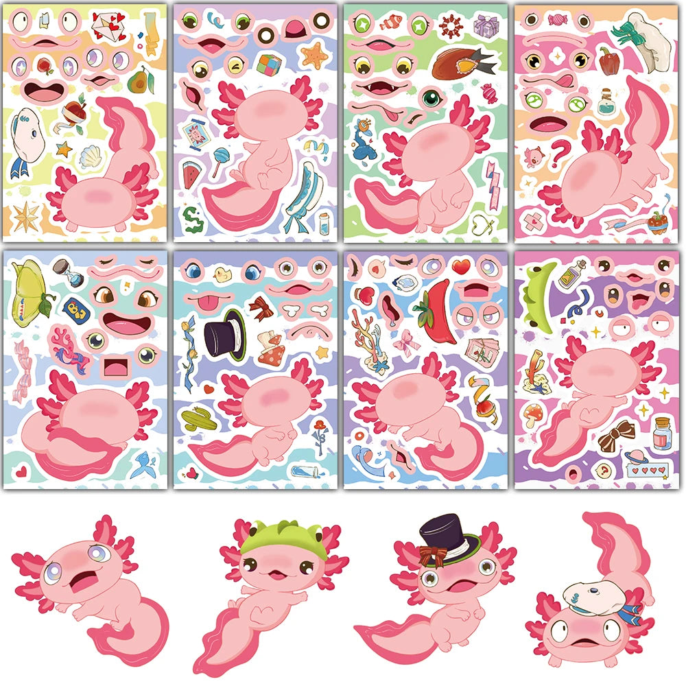 8/16PCS Salamander Collage Sticker Nostalgia Motorcycle Casual Coffee Laptop Luggage Harajuku Scrapbooking Waterproof Stickers