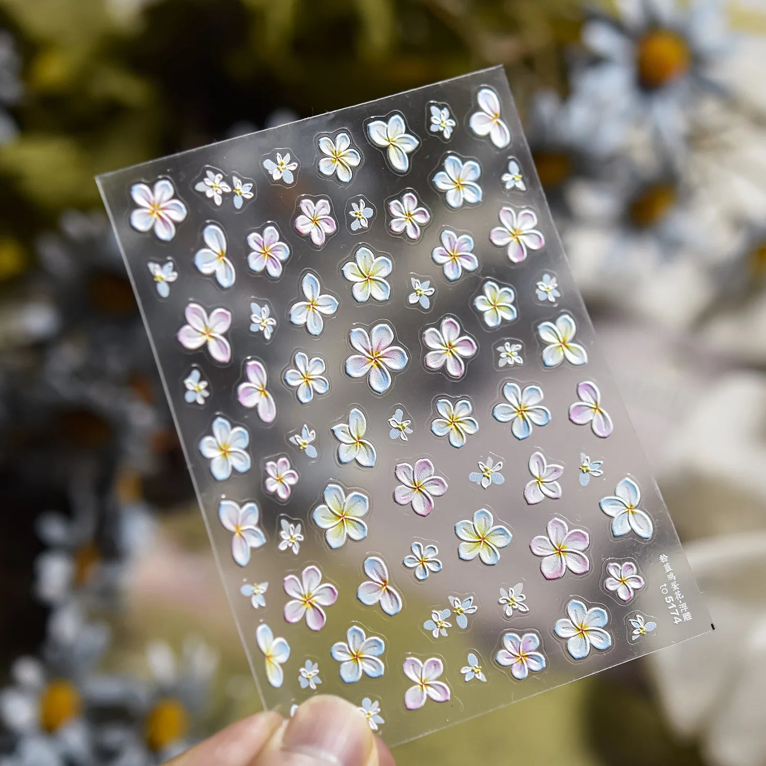 Classic White Flowers Nail Charms Stickers 5D Embossed Pearls Flowers Ribbon Design Nail Art Stickers DIY 3D Manicure Decoration