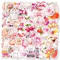 10/30/50PCS Kawaii Pink Sweet Sticky PVC Sticker Aesthetic Children's Stationery DIY Decoration Scrapbooking School Supplies