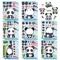 8/16/24Pcs Panda Make A Face Puzzle Stickers, Cartoon Fun Stationery Decals Phone Laptop Fridge Notebook Kids DIY Decor Stickers