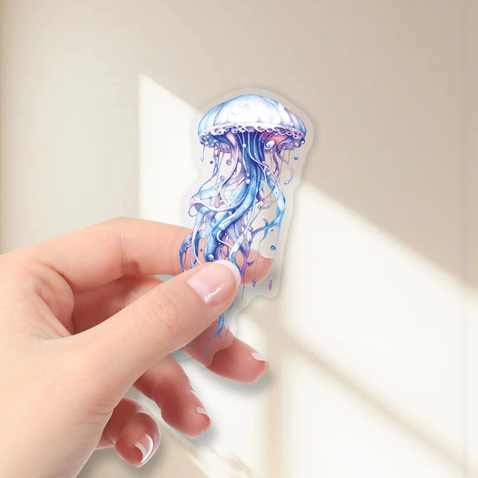 50PCS Cartoon Jellyfish Ocean Stickers, Clear PET Decals for Notebook Stationery Guitar Fridge Book Desk Decor