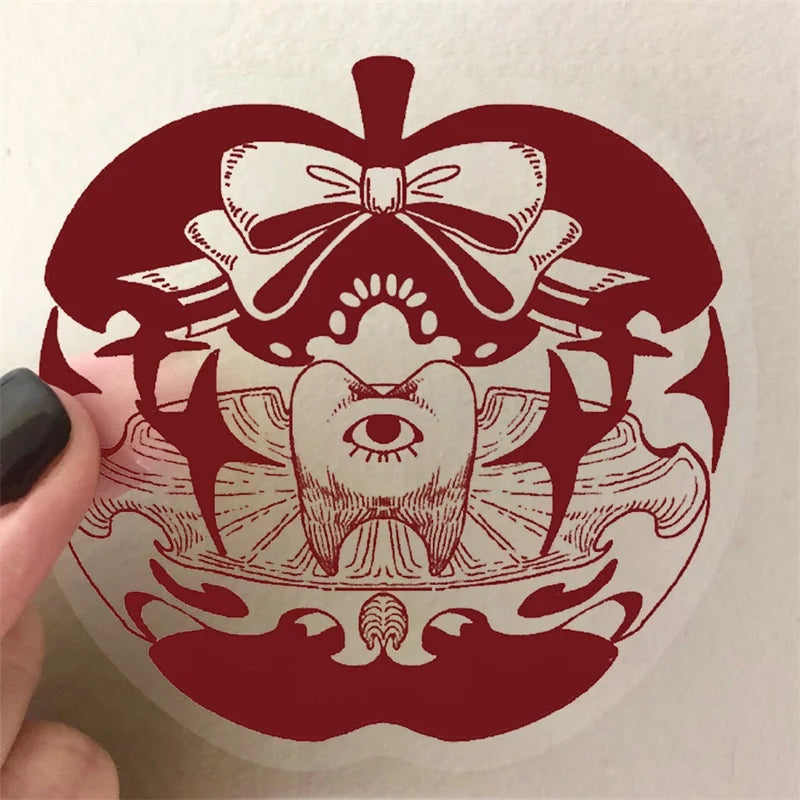 50PCS Vintage Red Apple Design PET Phone Sticker Aesthetic Tear Open Decoration DIY Laptop Luggage Graffiti Decals