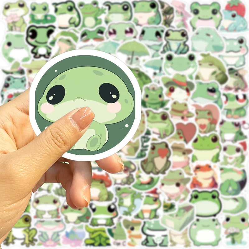10/30/100PCS Cute Little Frog PVC Sticker Aesthetic Stationery School Supplies DIY Decoration Korean Scrapbooking for Kids