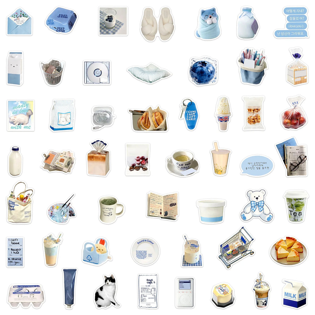 50/100 Pcs Fresh Cream Aesthetic Cartoon Ins Style Stickers for Atmosphere Guitar Piano Fridge Furniture Waterproof Decals