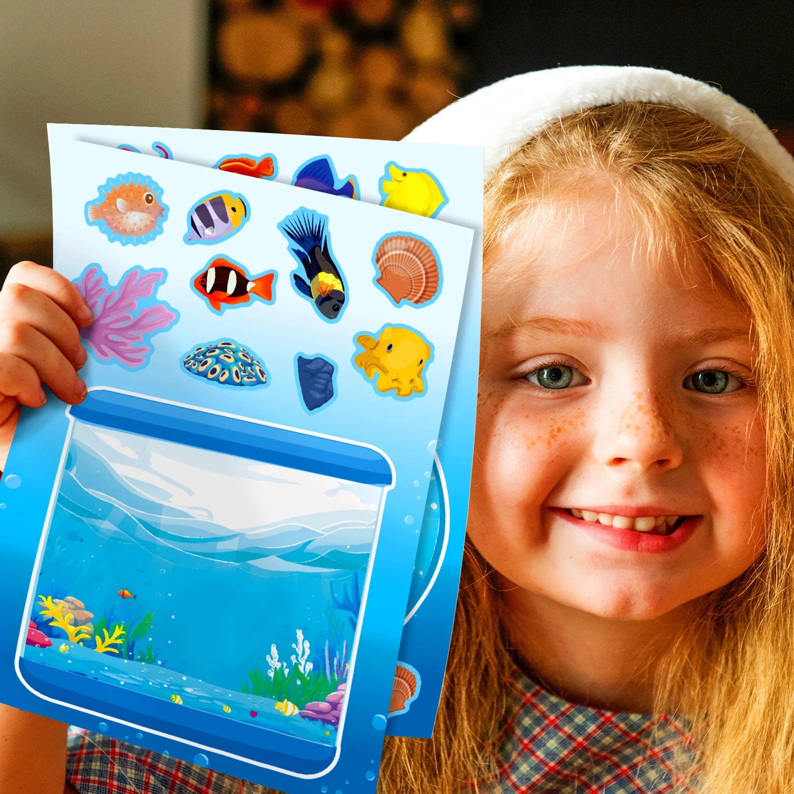 6/12PCS Underwater World Fish Tank Decoration Puzzle Stickers Cartoon Fun Puzzle Handmade Stationery Stickers