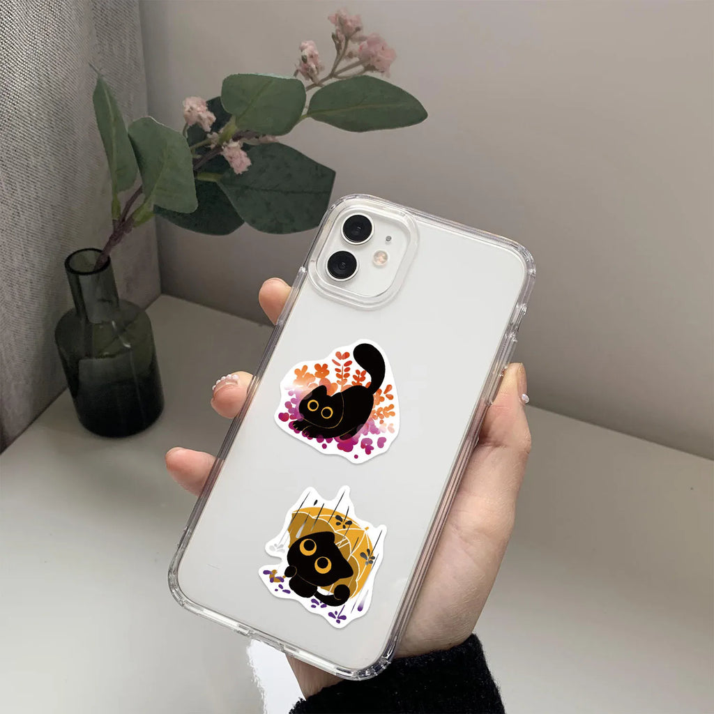50Pcs Cartoon Pride Black Cat Toy Sticker Decoration Laptop Phone Computer Helmet Stationery Box Waterproof Graffiti Stickers