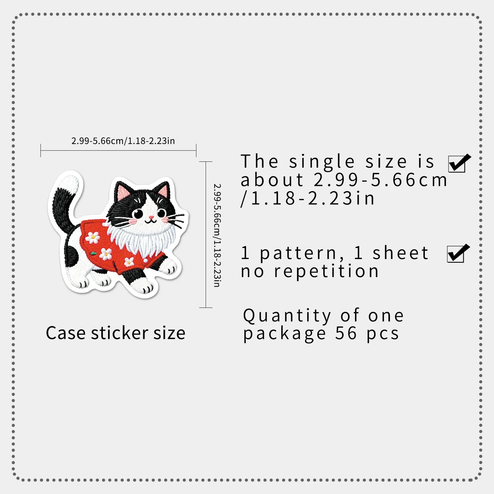 56Pcs Embroidered Style Cartoon Cat & Dog Doodle Stickers, Kawaii Pet Decals for Stationery Notebook Cup Phone Fridge Decor