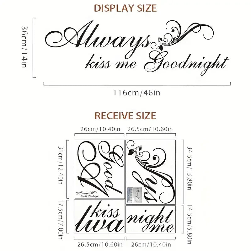 1pc Wall Decal Always Kiss Me Goodnight Wall Decal Sign Warmly For Bedroom Quote Art Stickers Living Room House Decor Wedding Gi