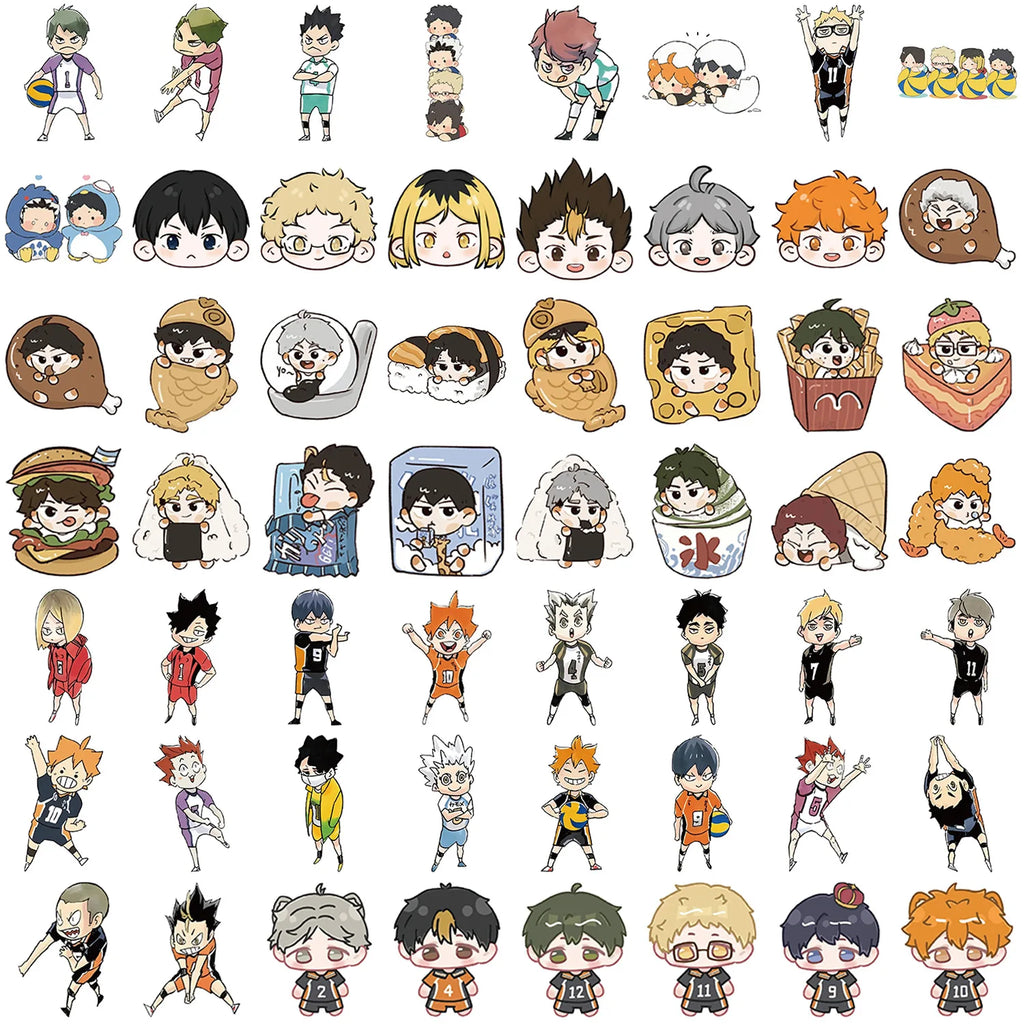 56/112PCS Volleyball Teen Cartoon Sticker DIY Waterproof Decoration Insulated Cup Luggage Case Stationery Sticker