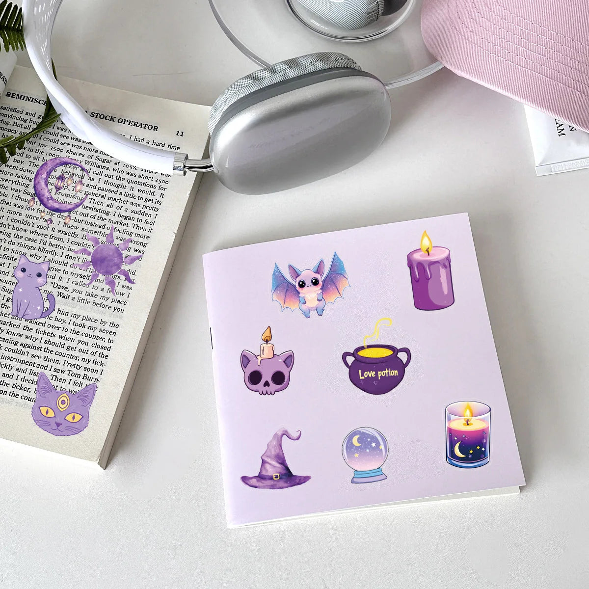 50/100PCS Transparent PET Laser Gothic Witch Stickers Tablet Phone Creative Stickers Notebook Stationery Children Reward Decor