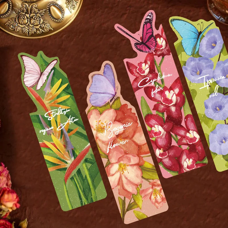 30Pcs Butterfly Floral Series Simple Hand-Account Literary Creative Material Ins Reading Bookmark DIY