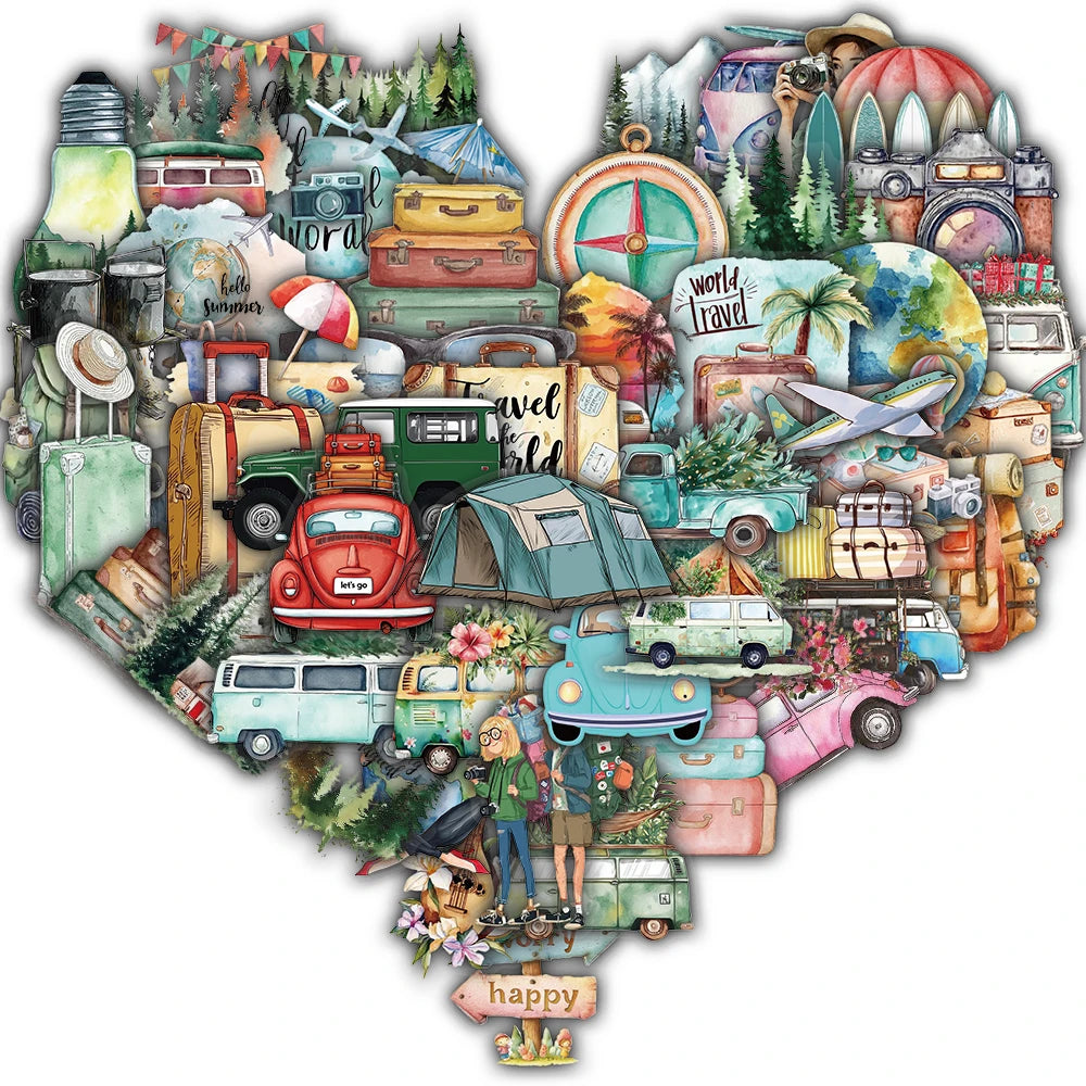 50PCS Minimalist Outdoor Travel Stickers Notebook Suitcase Phone Cartoon Coffee Laptop Luggage Bike Cool Waterproof Decal