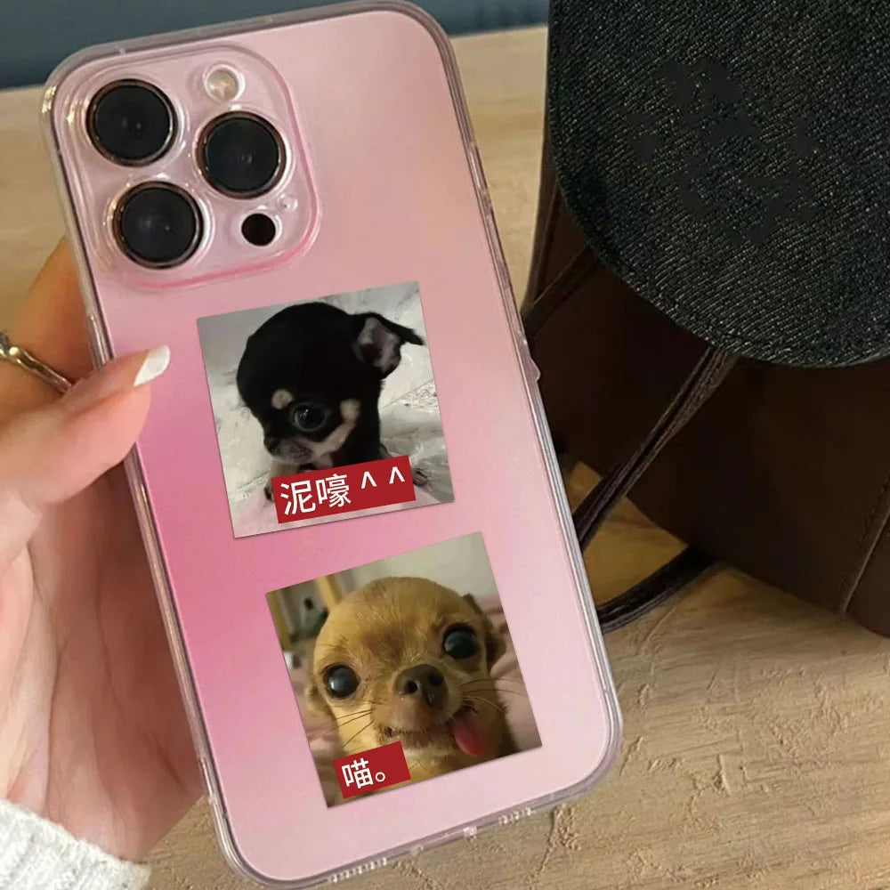 62PCS Cartoon Cute and Funny Chihuahua Internet Celebrity Graffiti Stickers DIY Handmade Label Scroll Notebook Tablet Stickers