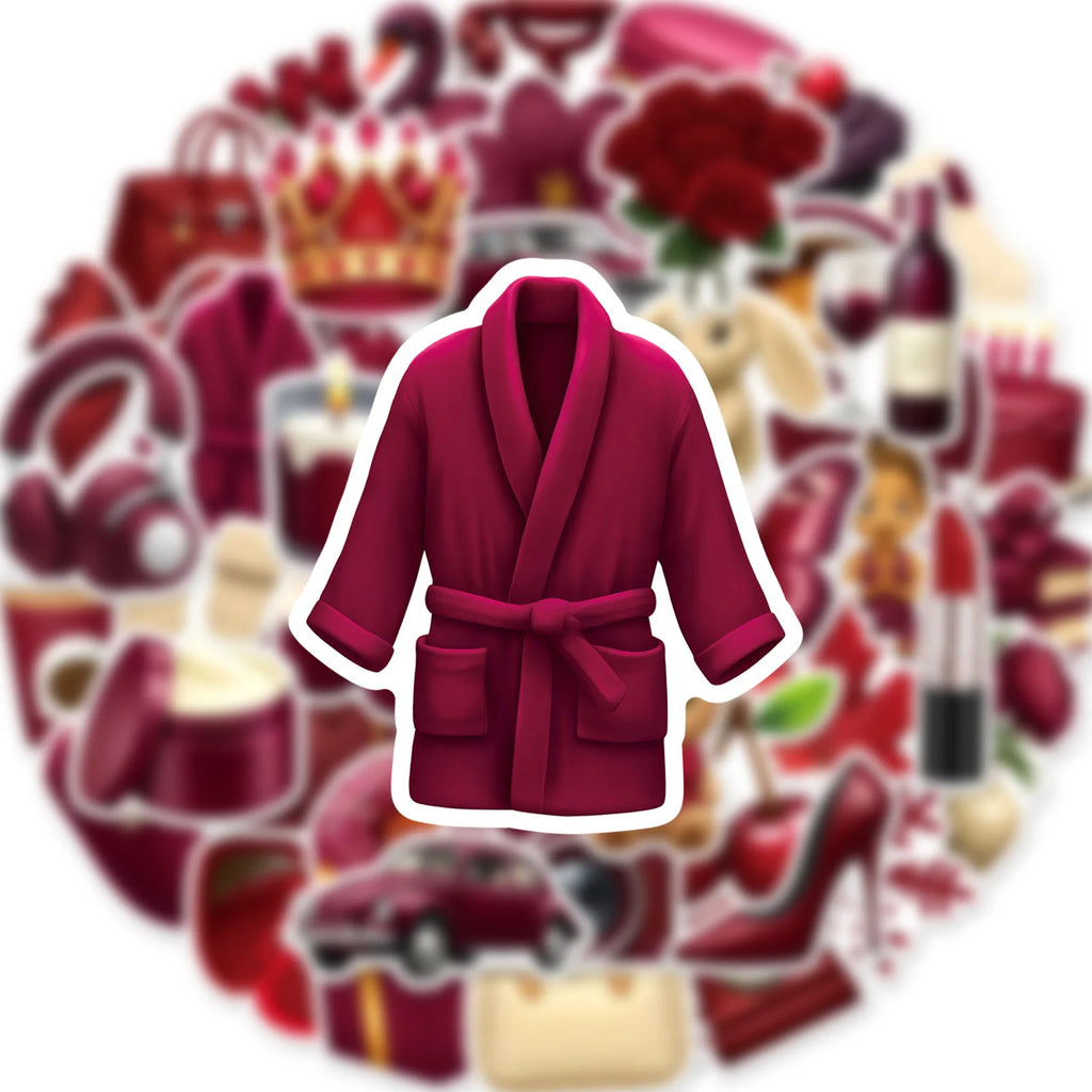 50/100 Pcs Ins Style Wine Red Intellectual Female Lifestyle Stickers for Suitcase Phone Case Laptop Wardrobe Shoe Rack HD Decals
