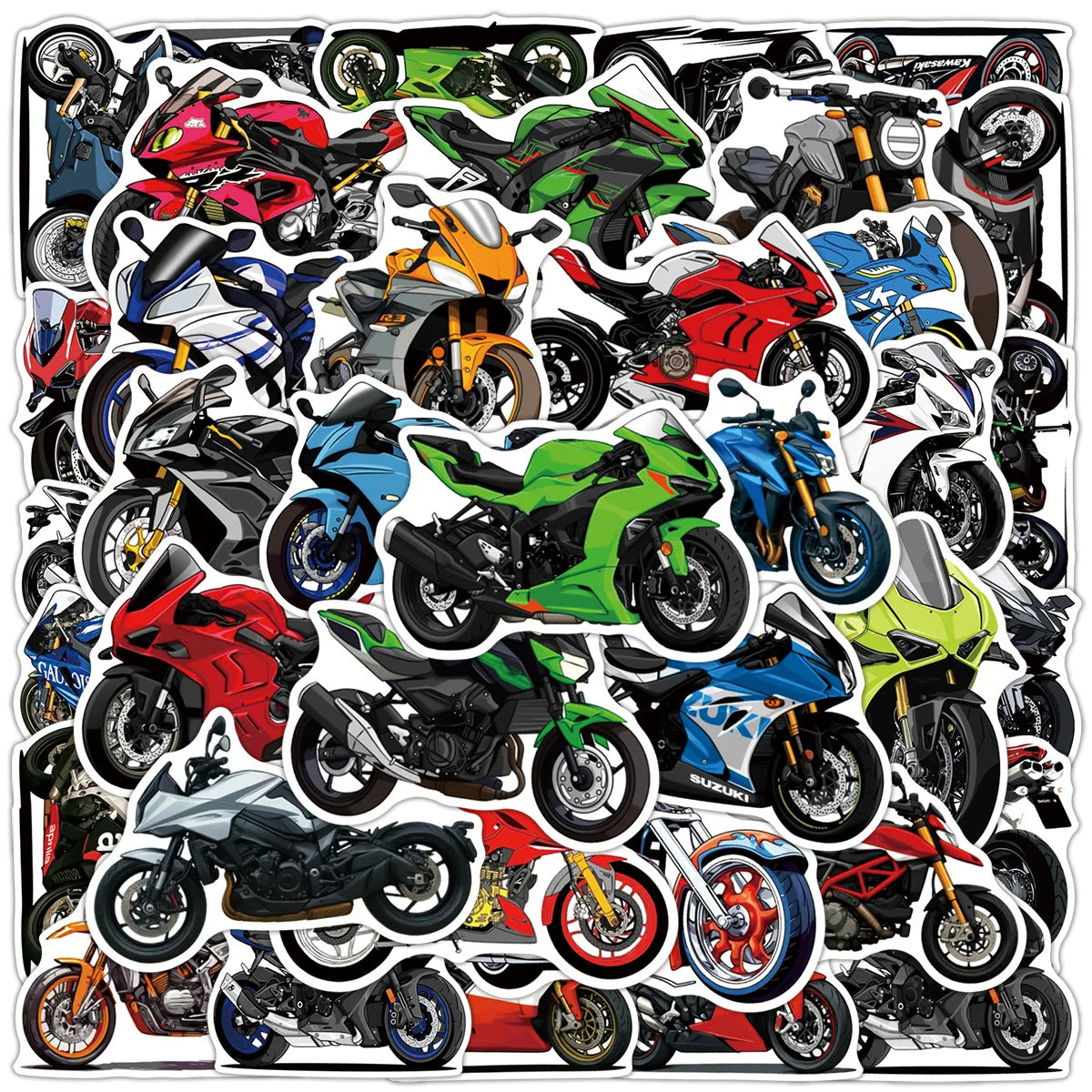 100PCS Cartoon Motorcycle Graffiti Stickers Decorative Luggage Notebook Car Waterproof Stationery Stickers