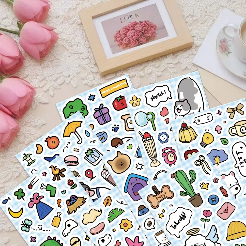 8PCS Cute Pet Fun Market Cartoon Fun Animal Stickers DIY Phone Case Laptop Water Cup Motorcycle Toy Stickers