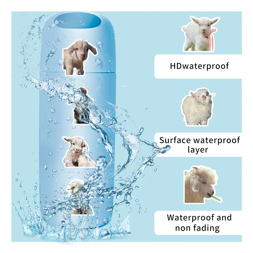 50PCS Realistic Lamb Stickers, Cute Sheep Children Student Stationery Notebook Phone Case Journal Waterproof Decorative Sticker